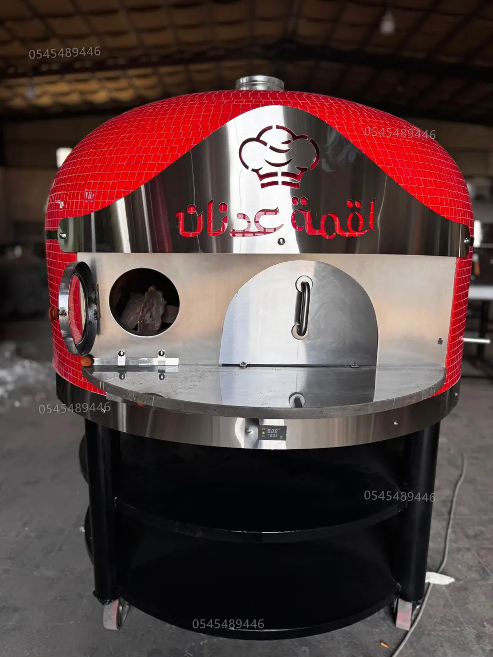 فرن بيتزا نابولي أحمر بباب أمامي للاستخدام التجاري